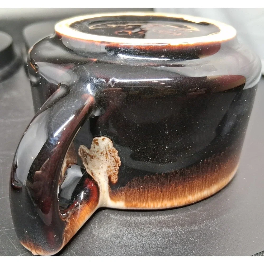 Vintage Pfaltzgraff Gourmet Brown Drip‎ Glaze Creamer, Sugar Set w/ Lid, #24,#23